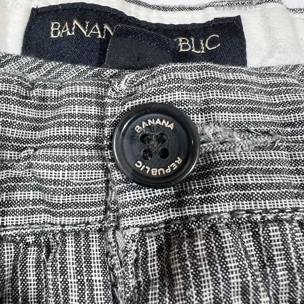 Banana Repbulic Linen Blend Flat Front Striped Casual Shorts Men's 36